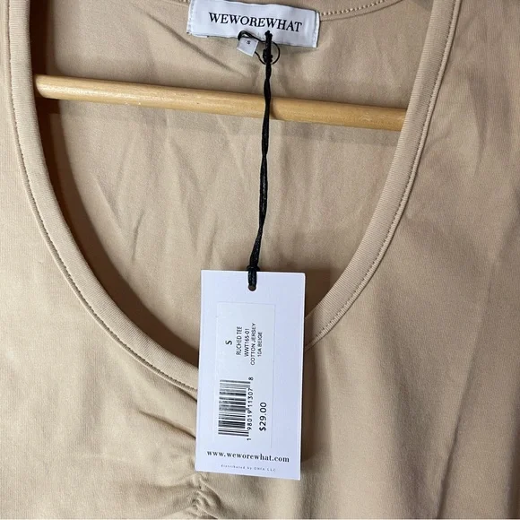 NWT WEWOREWHAT Cotton Ruched Tee - Picture 7 of 11